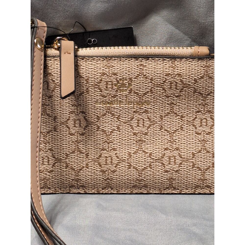 Nanette Lepore Becka Top Zip Card Case Wristlet, Almond Logo
